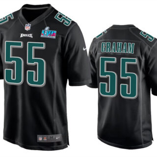 Men's Philadelphia Eagles #55 Brandon Graham Black Super Bowl LVII Patch Stitched Game Jersey