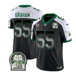 Men's Philadelphia Eagles #55 Brandon Graham Black White 2023 F.U.S.E. With 4-Star C Patch Throwback Vapor Untouchable Limited Stitched Football Jersey
