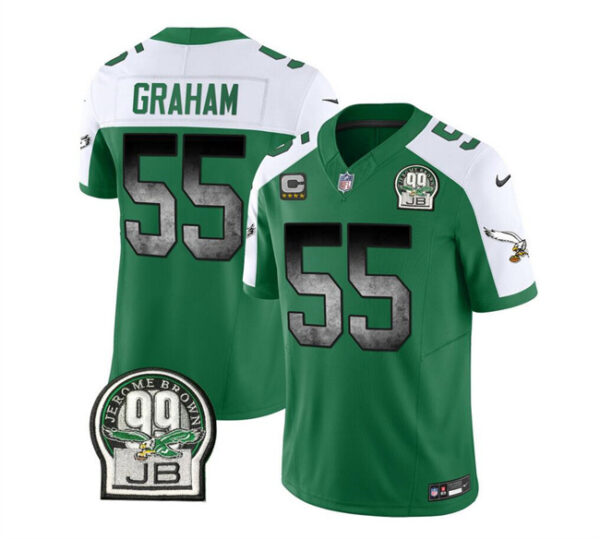 Men's Philadelphia Eagles #55 Brandon Graham Green White 2023 F.U.S.E. With 4-Star C Patch Throwback Vapor Untouchable Limited Stitched Football Jersey