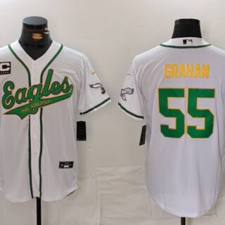 Men's Philadelphia Eagles #55 Brandon Graham White Gold With 4-Star C Patch Cool Base Stitched Baseball Jersey