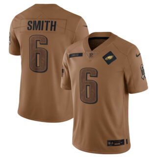 Men's Philadelphia Eagles #6 DeVonta Smith 2023 Brown Salute To Service Limited Stitched Football Jersey