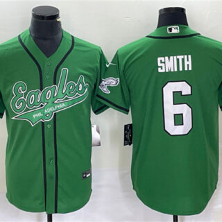 Men's Philadelphia Eagles #6 DeVonta Smith Green Cool Base Stitched Baseball Jersey