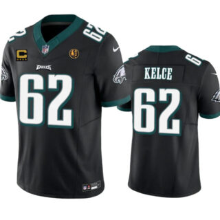 Men's Philadelphia Eagles #62 Jason Kelce Black 2023 F.U.S.E. With 4-Star C Patch And John Madden Patch Vapor Limited Stitched Football Jersey