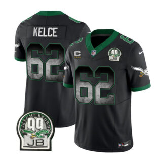 Men's Philadelphia Eagles #62 Jason Kelce Black 2023 F.U.S.E. With 4-Star C Patch Throwback Vapor Untouchable Limited Stitched Football Jersey