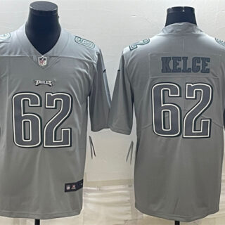 Men's Philadelphia Eagles #62 Jason Kelce Gray Atmosphere Fashion Stitched Jersey