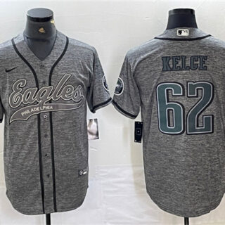 Men's Philadelphia Eagles #62 Jason Kelce Gray Cool Base Baseball Stitched Jersey