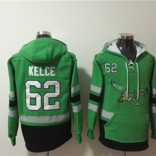 Men's Philadelphia Eagles #62 Jason Kelce Green Ageless Must-Have Lace-Up Pullover Hoodie