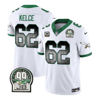 Men's Philadelphia Eagles #62 Jason Kelce White 2023 F.U.S.E. With 4-Star C Patch Throwback Vapor Untouchable Limited Stitched Football Jersey