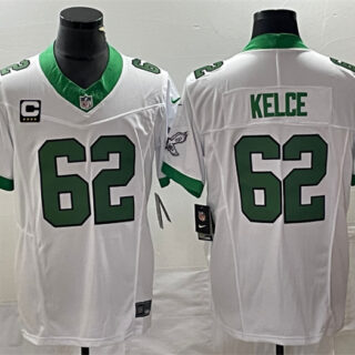 Men's Philadelphia Eagles #62 Jason Kelce White 2023 F.U.S.E. With C Patch Vapor Untouchable Stitched Football Jersey