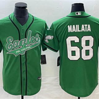 Men's Philadelphia Eagles #68 Jordan Mailata Green Cool Base Stitched Baseball Jersey