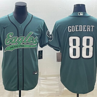 Men's Philadelphia Eagles #88 Dallas Goedert Green With Patch Cool Base Stitched Baseball Jersey