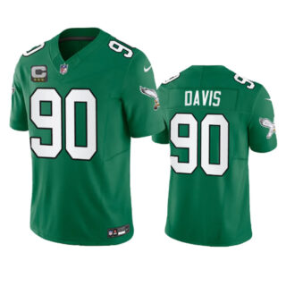 Men's Philadelphia Eagles #90 Jordan Davis Green 2023 F.U.S.E. With C Patch Vapor Untouchable Stitched Football Jersey