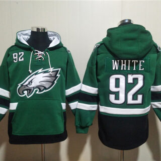 Men's Philadelphia Eagles #92 Reggie White Green Ageless Must-Have Lace-Up Pullover Hoodie
