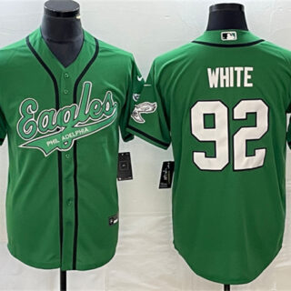 Men's Philadelphia Eagles #92 Reggie White Green Cool Base Stitched Baseball Jersey
