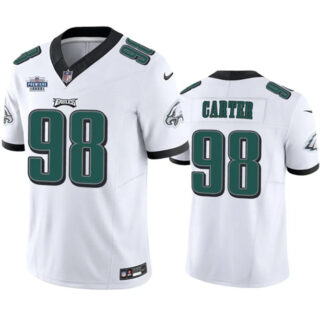Men's Philadelphia Eagles #98 Jalen Carter White 2023 F.U.S.E. With Prem1ere Patch Vapor Untouchable Limited Stitched Football Jersey