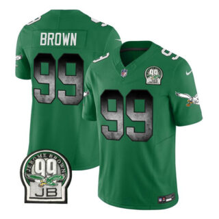Men's Philadelphia Eagles #99 Jerome Brown Green 2023 F.U.S.E. Throwback Vapor Untouchable Limited Stitched Football Jersey
