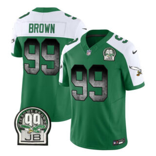 Men's Philadelphia Eagles #99 Jerome Brown Green White 2023 F.U.S.E. Throwback Vapor Untouchable Limited Stitched Football Jersey
