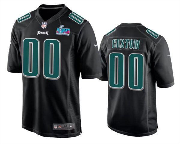 Men's Philadelphia Eagles ACTIVE PLAYER Custom Black Super Bowl LVII Patch Stitched Game Jersey
