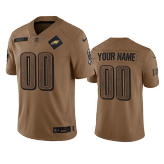 Men's Philadelphia Eagles Active Player Custom 2023 Brown Salute To Setvice Limited Stitched Football Jersey
