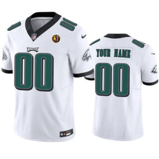 Men's Philadelphia Eagles Active Player Custom White 2023 F.U.S.E. With John Madden Patch Vapor Limited Stitched Football Jersey