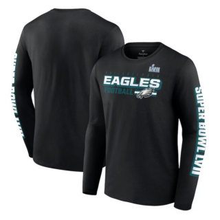 Men's Philadelphia Eagles Black Super Bowl LVII Star Trail Long Sleeve T-Shirt