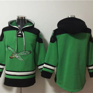 Men's Philadelphia Eagles Blank Green Ageless Must-Have Lace-Up Pullover Hoodie