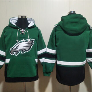 Men's Philadelphia Eagles Blank Green Lace-Up Pullover Hoodie