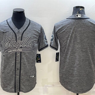 Men's Philadelphia Eagles Blank Grey With Patch Cool Base Stitched Baseball Jersey