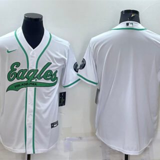 Men's Philadelphia Eagles Blank White With Patch Cool Base Stitched Baseball Jersey