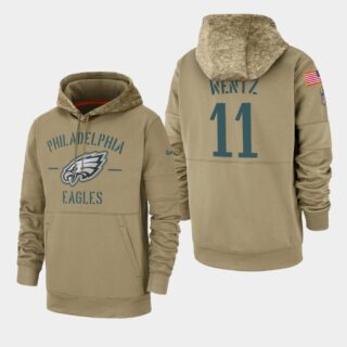 Men's Philadelphia Eagles Carson Wentz 2019 Salute to Service Sideline Therma Pullover Hoodie - Tan