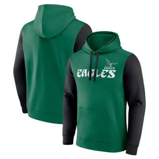 Men's Philadelphia Eagles Kelly Green Black Fleece Pullover Hoodie