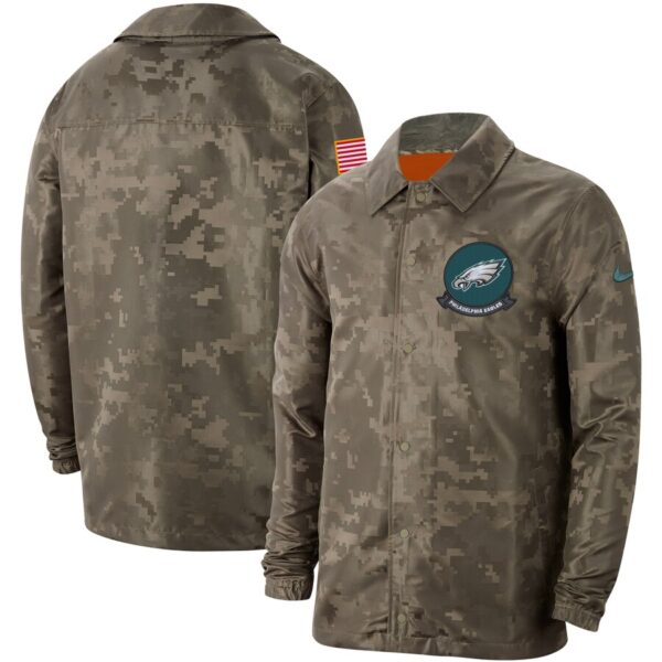 Men's Philadelphia Eagles Nike Camo 2019 Salute To Service Sideline Full Zip Lightweight Jacket