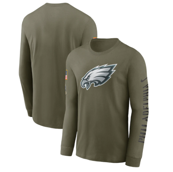 Men's Philadelphia Eagles Olive 2022 Salute To Service Long Sleeve T-Shirt