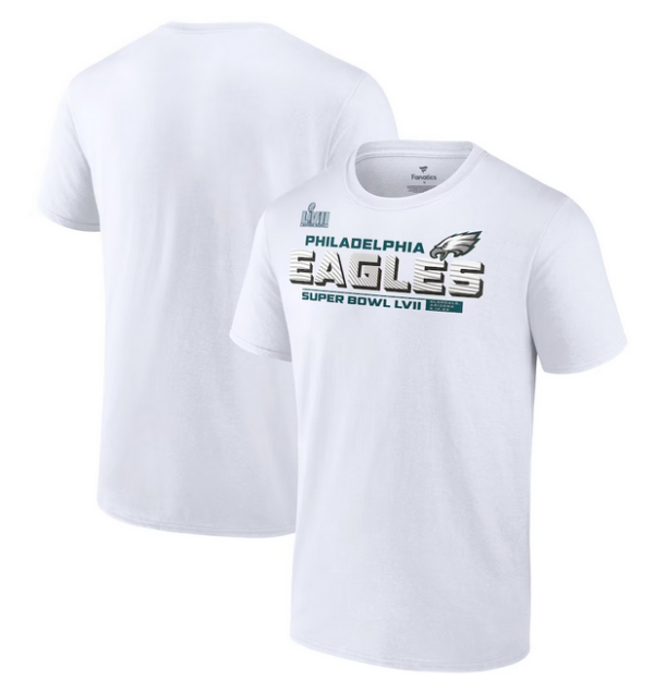 Men's Philadelphia Eagles White Super Bowl LVII Vivid Striations T-Shirt