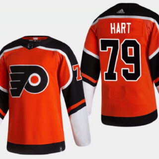 Men's Philadelphia Flyers #79 Carter Hart 2021 Orange Reverse Retro Stitched Jersey