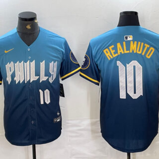 Men's Philadelphia Phillies #10 J.T. Realmuto Blue 2024 City Connect Limited Stitched Jersey