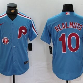 Men's Philadelphia Phillies #10 J.T. Realmuto Blue Cool Base Stitched Jerseys