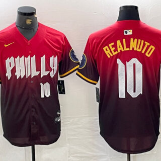 Men's Philadelphia Phillies #10 J.T. Realmuto Red 2024 City Connect Limited Stitched Jersey
