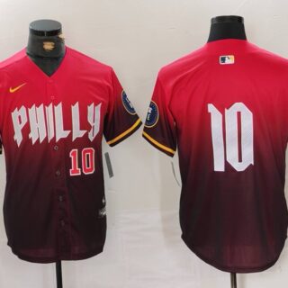 Men's Philadelphia Phillies #10 J.T. Realmuto Red 2024 City Connect Limited Stitched Jerseys