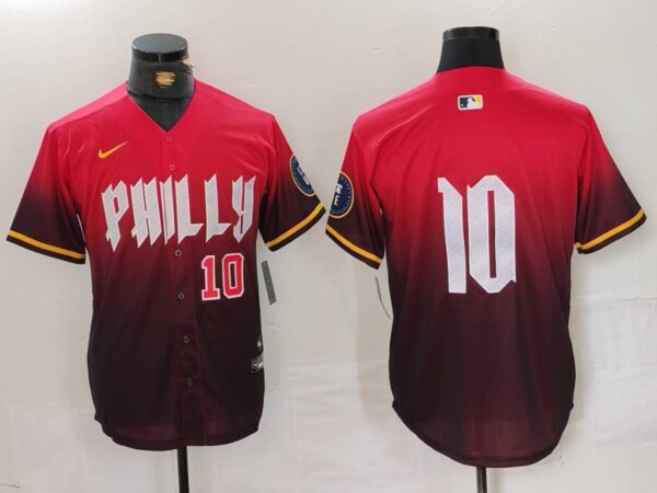 Men's Philadelphia Phillies #10 J.T. Realmuto Red 2024 City Connect Limited Stitched Jerseys