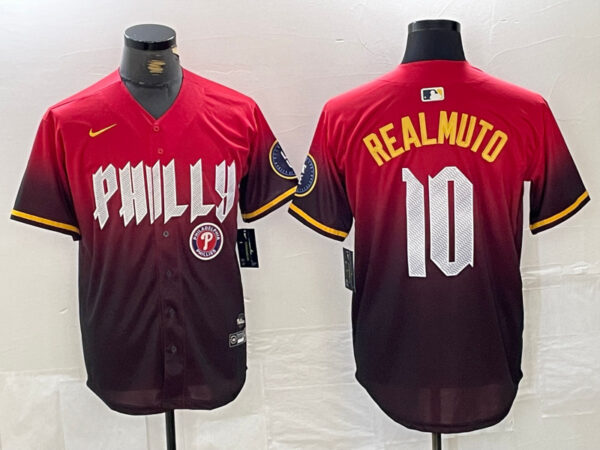 Men's Philadelphia Phillies #10 J.T. Realmuto Red 2024 City Connect Limited Stitched Jersey