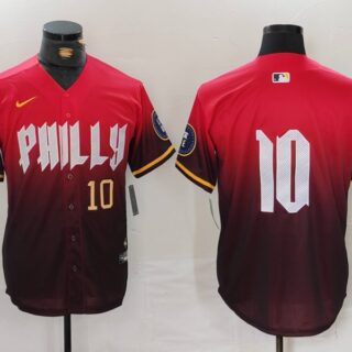 Men's Philadelphia Phillies #10 J.T. Realmuto Red 2024 City Connect Limited Stitched Jerseys