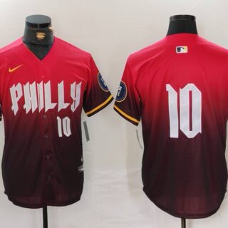 Men's Philadelphia Phillies #10 J.T. Realmuto Red 2024 City Connect Limited Stitched Jerseys