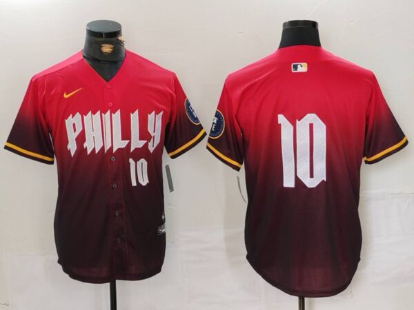 Men's Philadelphia Phillies #10 J.T. Realmuto Red 2024 City Connect Limited Stitched Jerseys