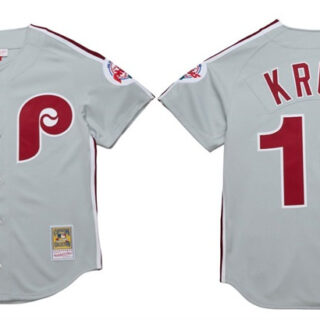 Men's Philadelphia Phillies #11 John Kruk Grey 1989 Stitched Baseball Jersey