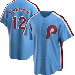 Men's Philadelphia Phillies #12 Kyle Schwarber Blue Cool Base Stitched Jersey
