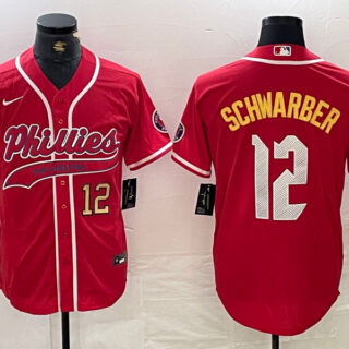 Men's Philadelphia Phillies #12 Kyle Schwarber Red 2024 City Connect Limited Stitched Jerseys