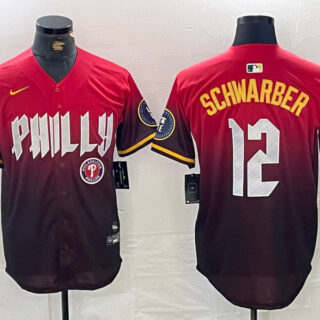 Men's Philadelphia Phillies #12 Kyle Schwarber Red 2024 City Connect Limited Stitched Jersey