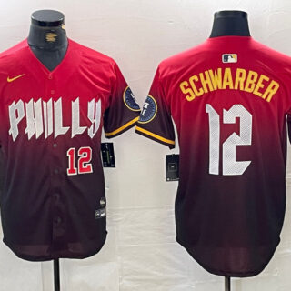 Men's Philadelphia Phillies #12 Kyle Schwarber Red 2024 City Connect Limited Stitched Jersey