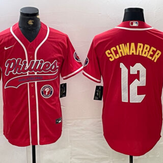 Men's Philadelphia Phillies #12 Kyle Schwarber Red 2024 City Connect Limited Stitched Jerseys